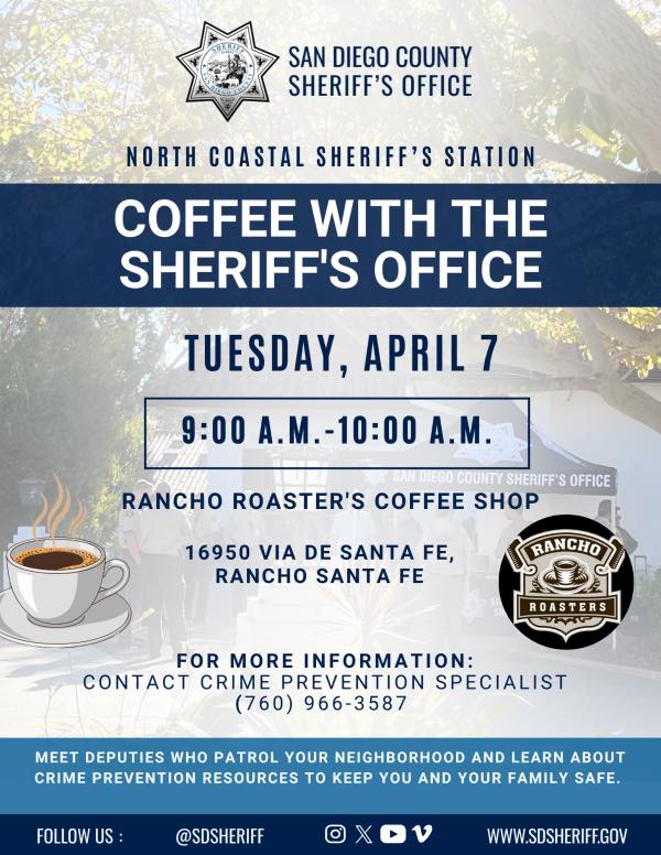 FREE Event: Coffee with the Sheriff’s Office – North Coastal Station event photo
